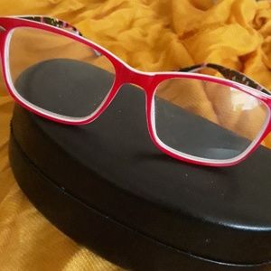 Betsey Johnson Red Retro flower Power Eye Glasses
